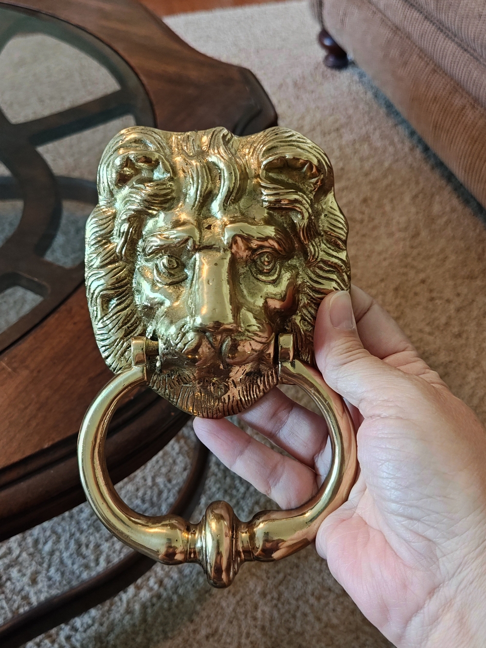 Vintage Brass Lion Head Door Knocker Never Used